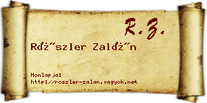 Röszler Zalán névjegykártya